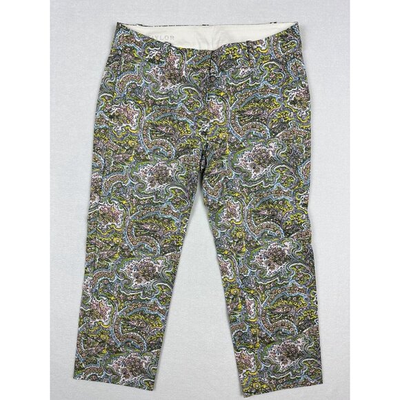 ANN TAYLOR Paisley Boho‎ Womens Pants Size 0P Carnegie Crop Colorful Trouser - Picture 1 of 12